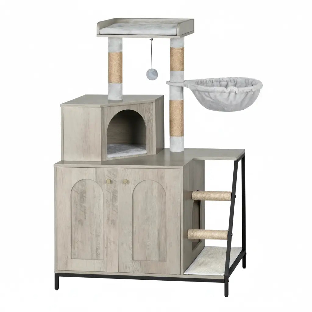 Arbre à chat SignatureLounge – Le meuble félin tout-en-un au design intelligent en bois massif 121 cm