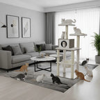 VeloursClimb – L’arbre à chat chic en bois au confort absolu 138 cm