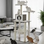 VeloursClimb – L’arbre à chat chic en bois au confort absolu 138 cm