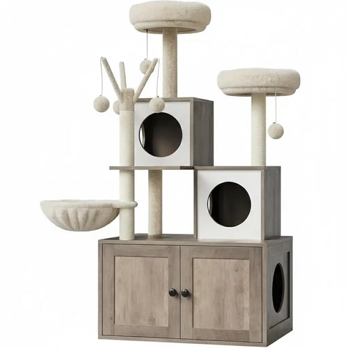 Arbre à chat en bois OpéraFeline – Le meuble félin tout-en-un au design sophistiqué 137 cm