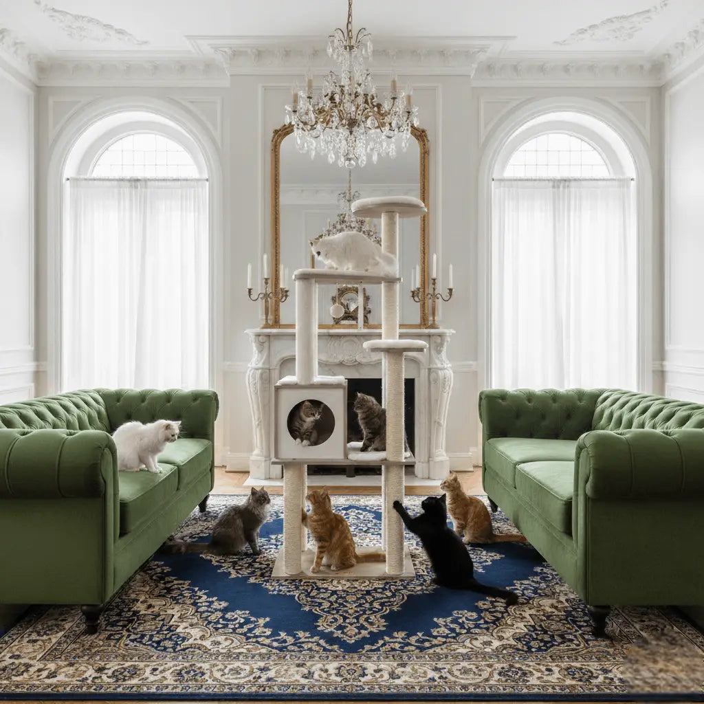 Arbre à chat en bois RoyalHide 165 cm – La tour féline chic qui sublime votre intérieur