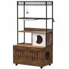 ARBRE À CHAT EN BOIS PRESTIGEHIDE 150 – LE MEUBLE FÉLIN 2-EN-1 CHIC ET INTELLIGENT 152 CM