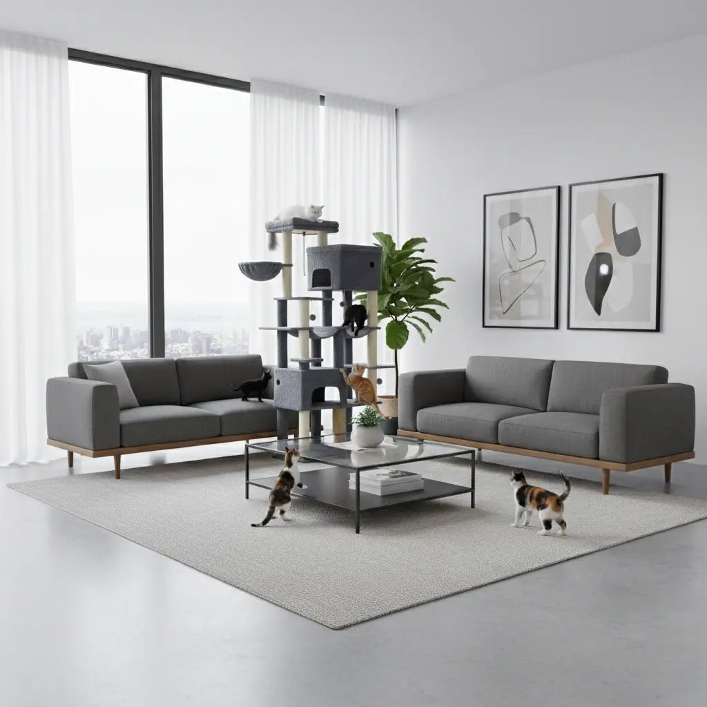 Arbre à chat SkyPalace Elite – La villa féline XXL en hauteur 210 cm