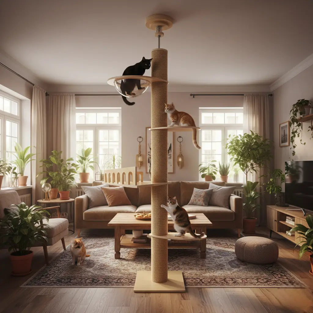 SKYWOOD PRESTIGE – ARBRE À CHAT XXL DU SOL AU PLAFOND EN BOIS MASSIF POUR MAINE COON