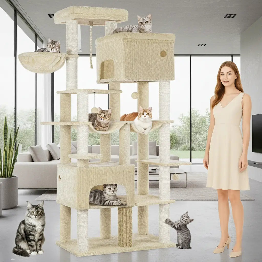 Arbre à chat XXL Titan Crown – Le palais vertical des grands chats comme les Maine Coon 200 cm