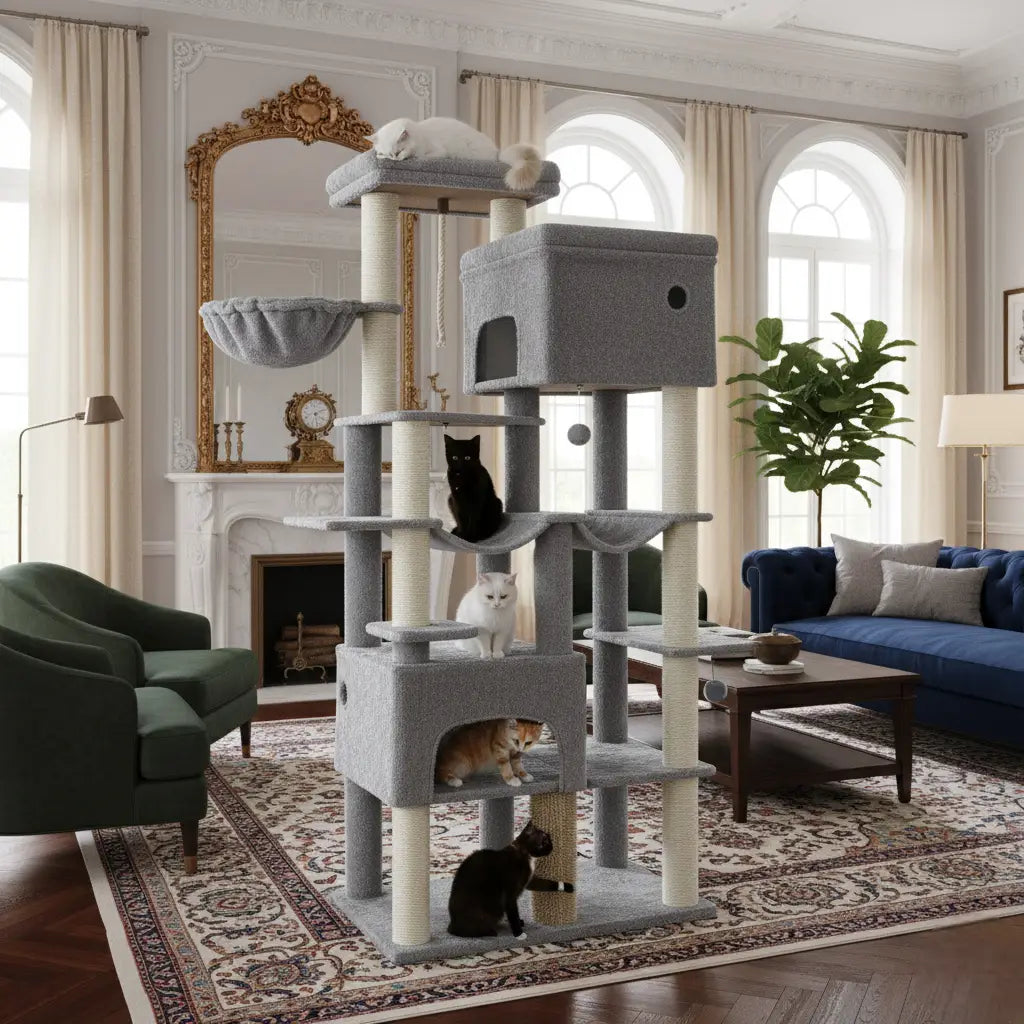 Arbre à chat SkyPalace Elite – La villa féline XXL en hauteur 210 cm