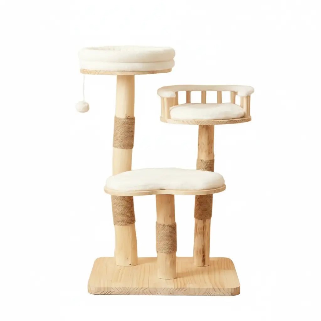 Oaklyn Prestige – arbre à chat design en bois massif naturel 98 cm
