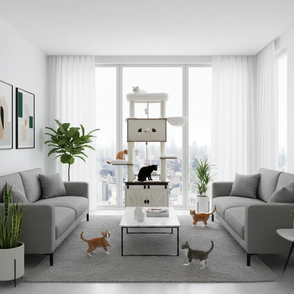 ARBRE À CHAT EN BOIS MAJESTY ONE – L’ESPACE DE VIE FÉLIN TOUT-EN-UN 174 CM