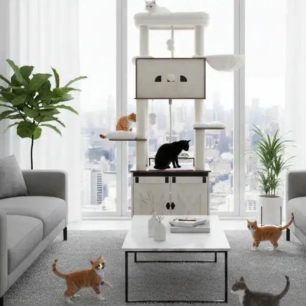 ARBRE À CHAT EN BOIS MAJESTY ONE – L’ESPACE DE VIE FÉLIN TOUT-EN-UN 174 CM