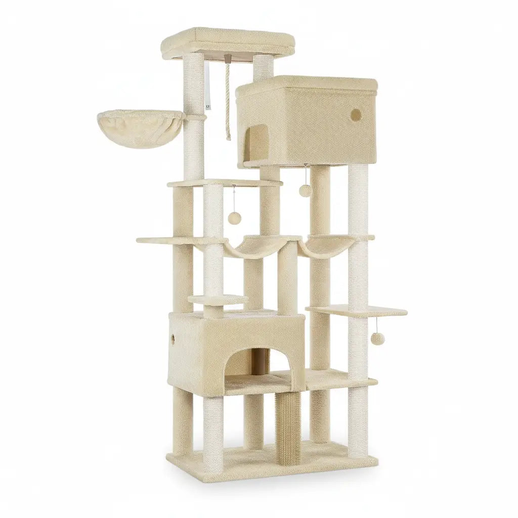 Arbre à chat SkyPalace Elite – La villa féline XXL en hauteur 210 cm