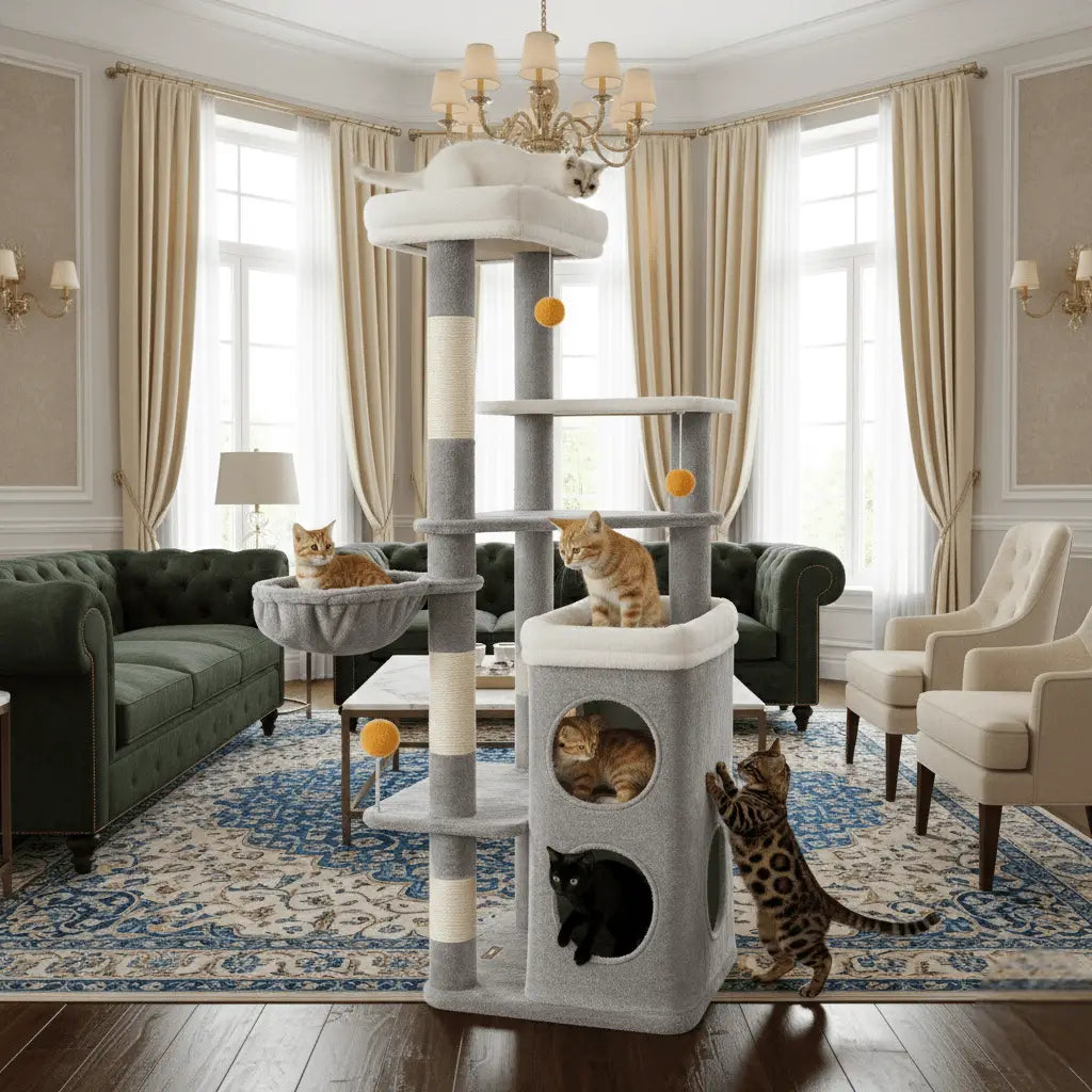 Arbre à chat MajestyClimb – La tour féline premium pour tous les âges 152 cm