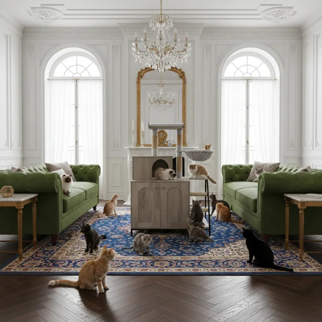 Arbre à chat SignatureLounge – Le meuble félin tout-en-un au design intelligent en bois massif 121 cm
