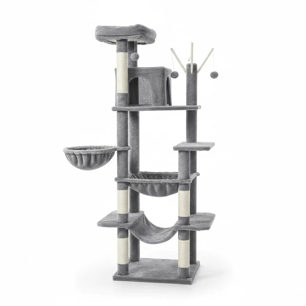 Le Skyline: Arbre à chat design avec condo privé et perchoir panoramique 175 cm