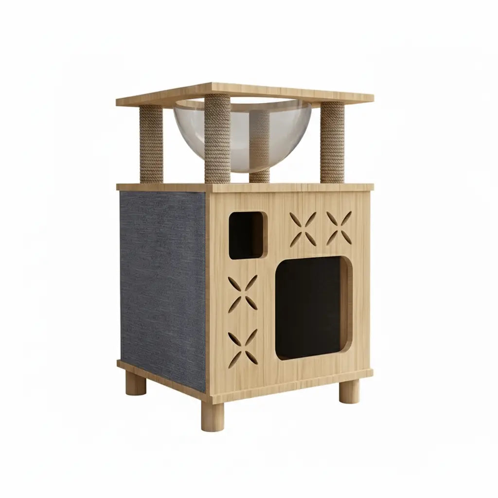 StudioCat – Le meuble félin tout-en-un au design raffiné en bois massif 61 cm