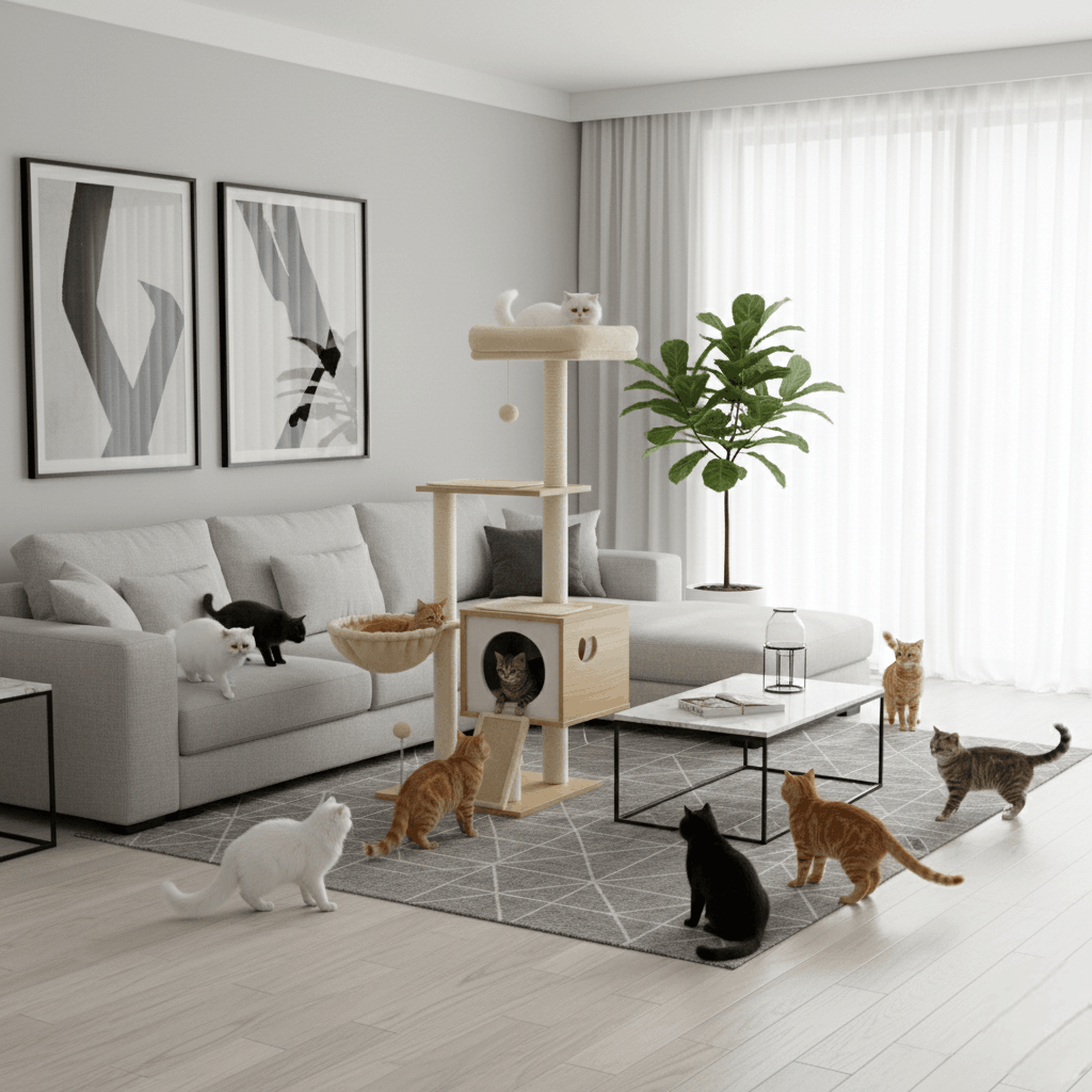 Arbre à chat en bois ImperialCat – Le centre d’activités premium pour votre chat 126 cm