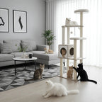 Arbre à chat en bois RoyalHide 165 cm – La tour féline chic qui sublime votre intérieur