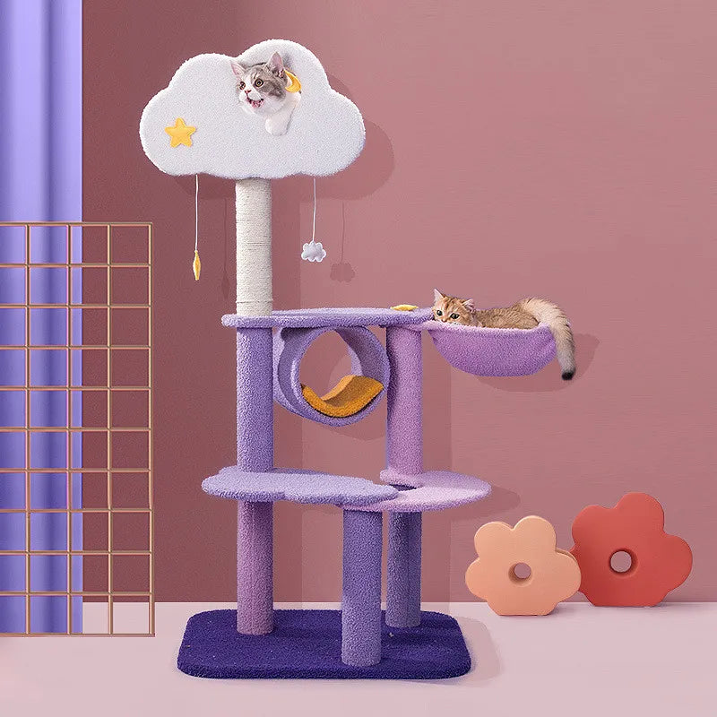 ARBRE À CHAT EN BOIS AVEC GRAND GRIFFOIR