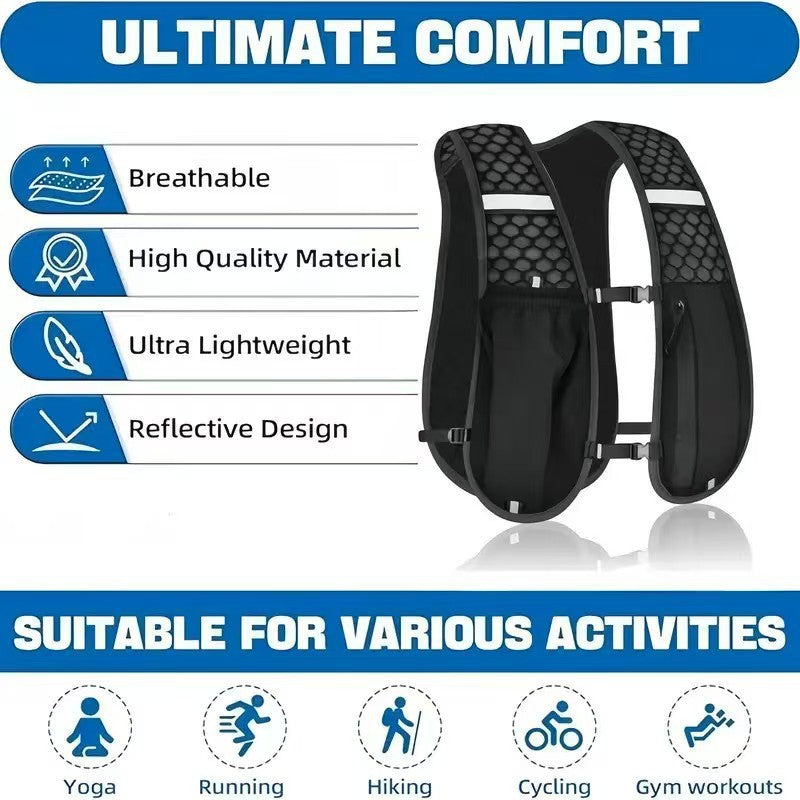 GILET D’HYDRATATION SPORT – LÉGER, RESPIRANT & ULTRA PRATIQUE