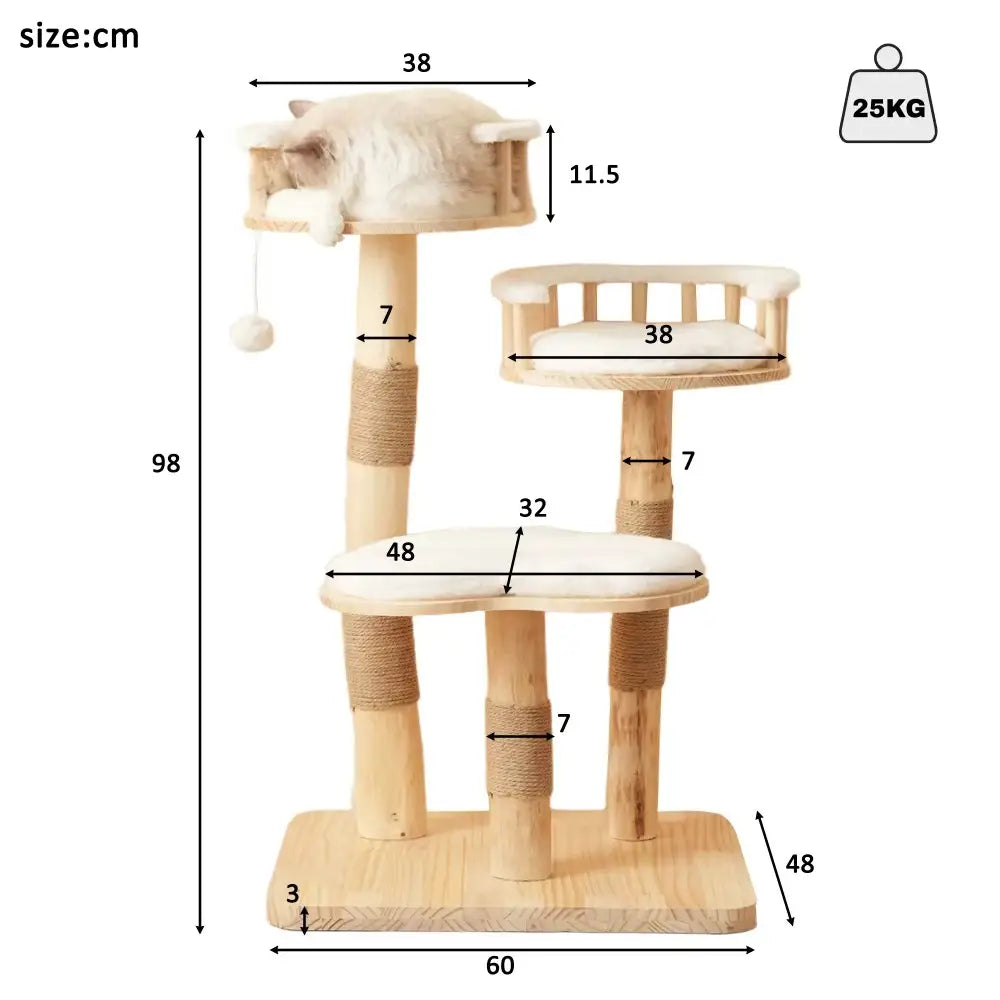 Oaklyn Prestige – arbre à chat design en bois massif naturel 98 cm
