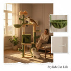 ARBRE À CHAT CACTUS 160 CM AVEC HAMAC ET NICHES