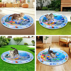 TAPIS DE JEU INTERACTIF POUR CHAT – TAPIS AQUATIQUE RAFRAÎCHISSANT AVEC POISSONS FLOTTANTS