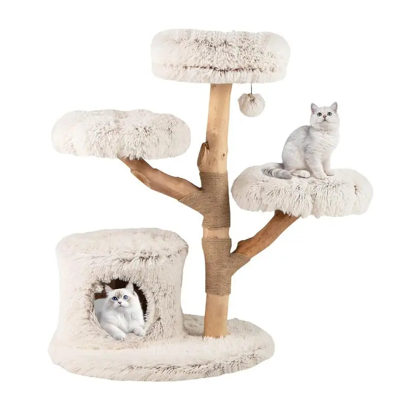 FINI LES ARBRES À CHAT INSTABLES – ARBRE À CHAT EN BOIS NATUREL AVEC TRONC VÉRITABLE