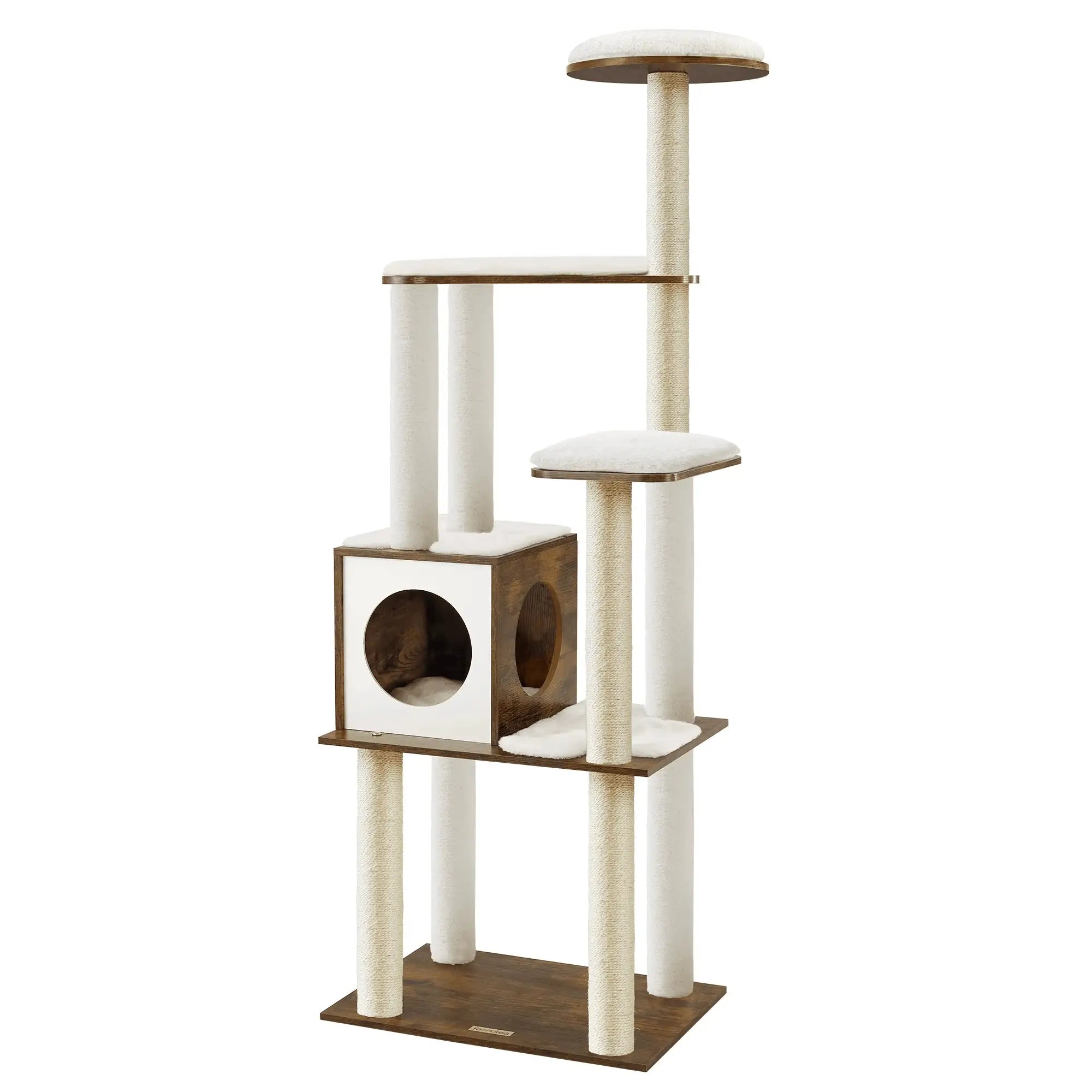 Arbre à chat en bois RoyalHide 165 cm – La tour féline chic qui sublime votre intérieur