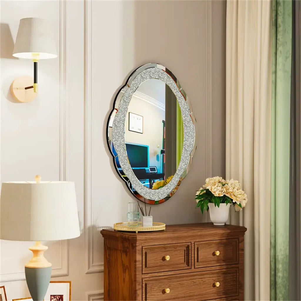 Grand miroir mural nuage contemporain scintillant