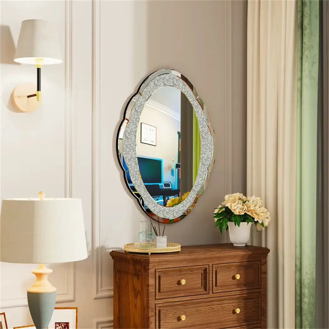 Grand miroir mural nuage contemporain scintillant