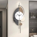 Horloge murale  artistique gris et beige avec décor cerf intégré 75 cm