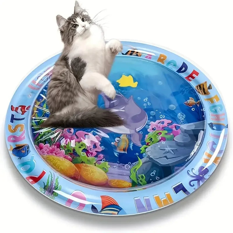 TAPIS DE JEU INTERACTIF POUR CHAT – TAPIS AQUATIQUE RAFRAÎCHISSANT AVEC POISSONS FLOTTANTS