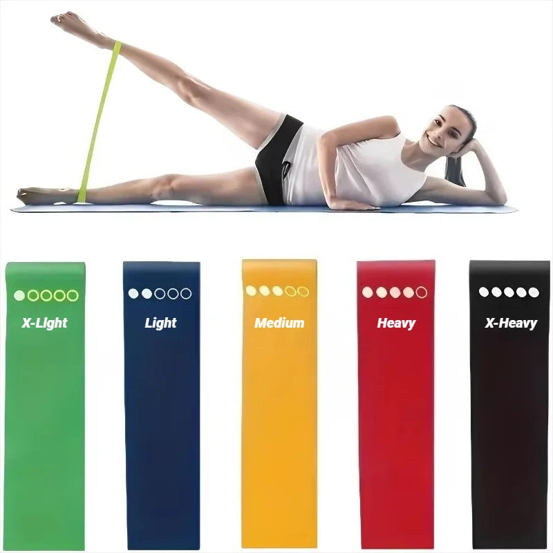 LOT DE 5 BANDES ÉLASTIQUES DE RÉSISTANCE – FITNESS, YOGA & PILATES