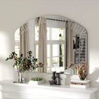 Grand miroir mural arqué argent