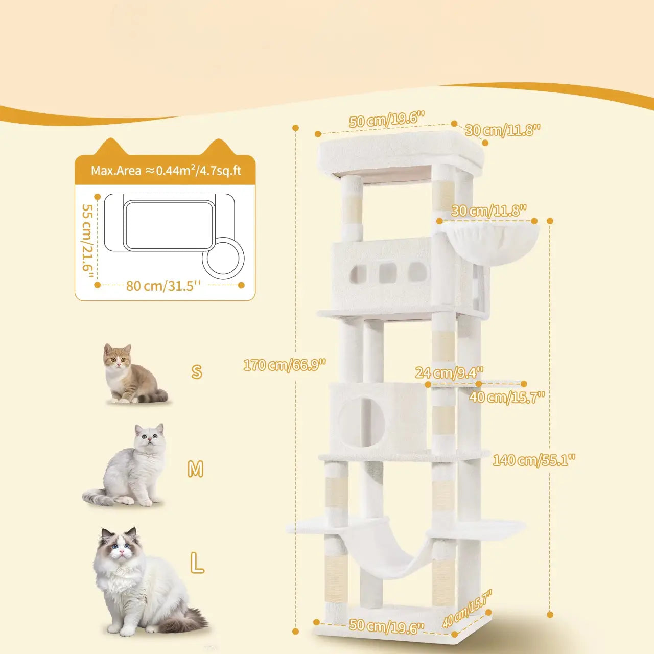 Arbre à chat Altura Palace – La villa verticale des chats exigeants et Maine Coon 170 cm