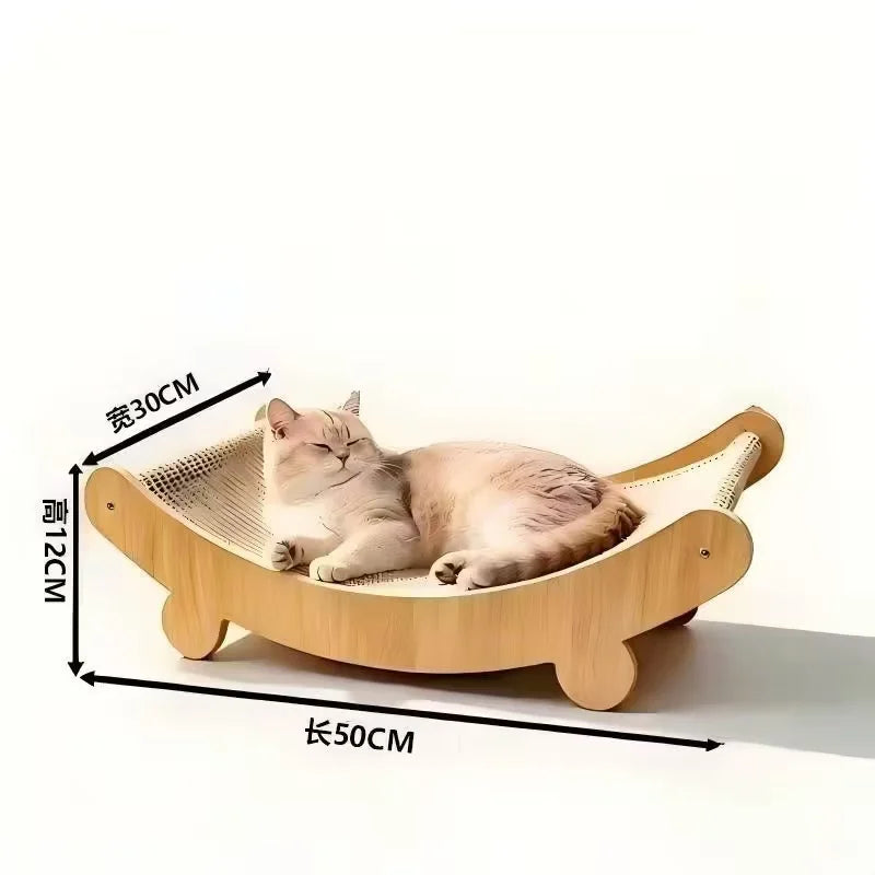 Griffoir en bois pour chat multifonctionnelle avec lit de repos détachable