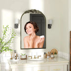 Grand miroir mural baroque doré avec roses sculptées