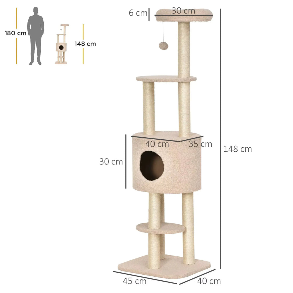 Arbre à chat VelvetMajesty – Le royaume du confort pour votre chat 148 cm