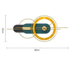 Horloge murale design géométrique jaune et vert style luxe moderne 80 cm