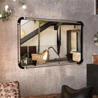 Miroir mural industriel noir style rétro