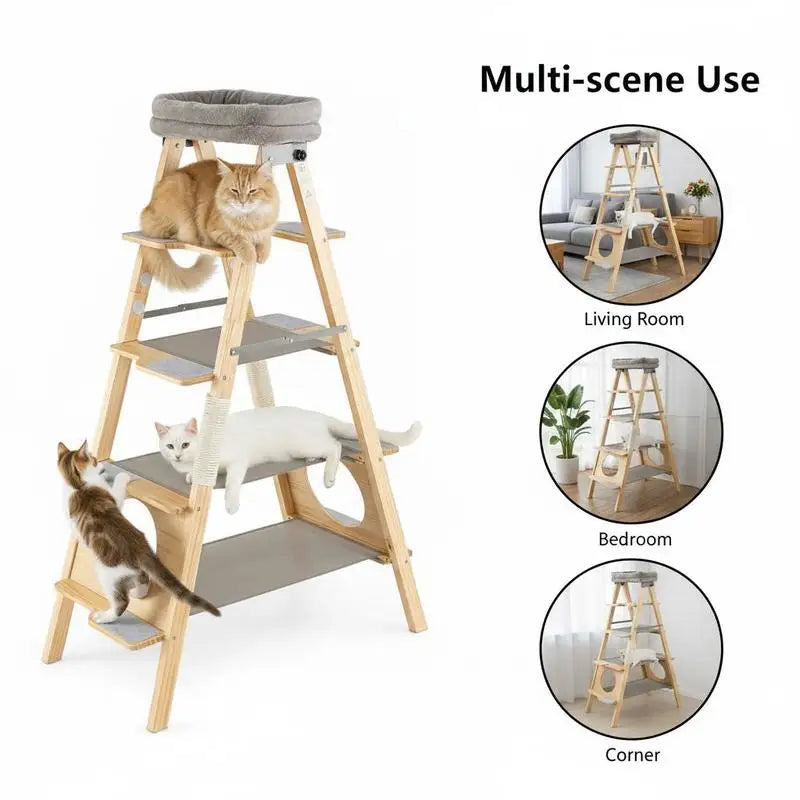 ARBRE À CHAT PLIABLE AVEC ÉCHELLE ET HAMAC