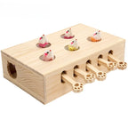 JEU INTERACTIF "TAPE LA TAUPE" EN BOIS POUR CHAT