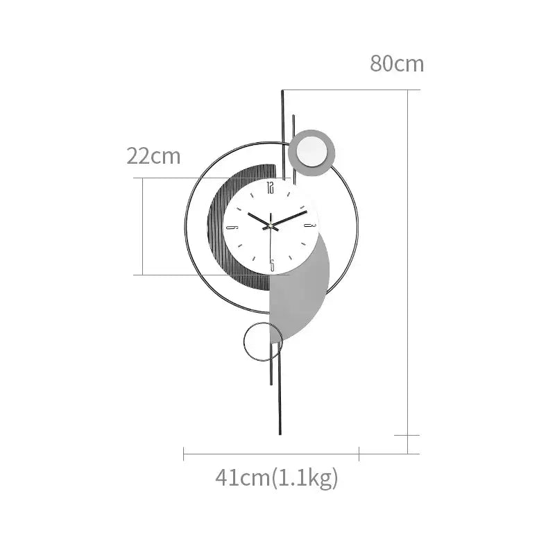 Horloge murale ronde 3d moderne dorée avec pendule géométrique silencieux 80 cm