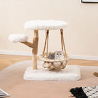 FINI LES ARBRES À CHAT ENCOMBRANTS – ARBRE À CHAT DESIGN AVEC BALANCELLE ET TRONC EN BOIS MASSIF