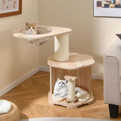 ARBRE À CHAT EN BOIS AVEC CAPSULE SPATIALE PANORAMIQUE