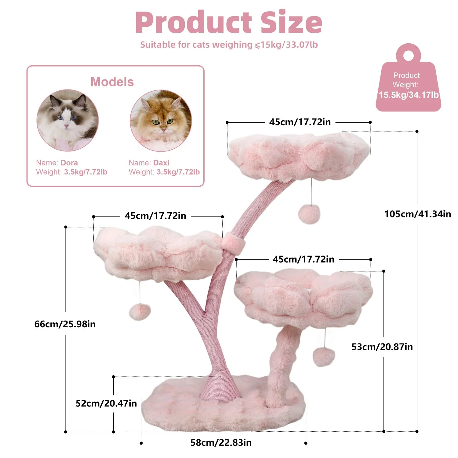 Arbre à Chat Floral avec Maisonnette et Plateformes Rembourrées
