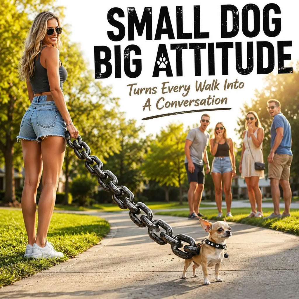 TERMINÉ LES LAISSES ORDINAIRES – LAISSE CHAÎNE XXL HUMORISTIQUE POUR PETIT CHIEN