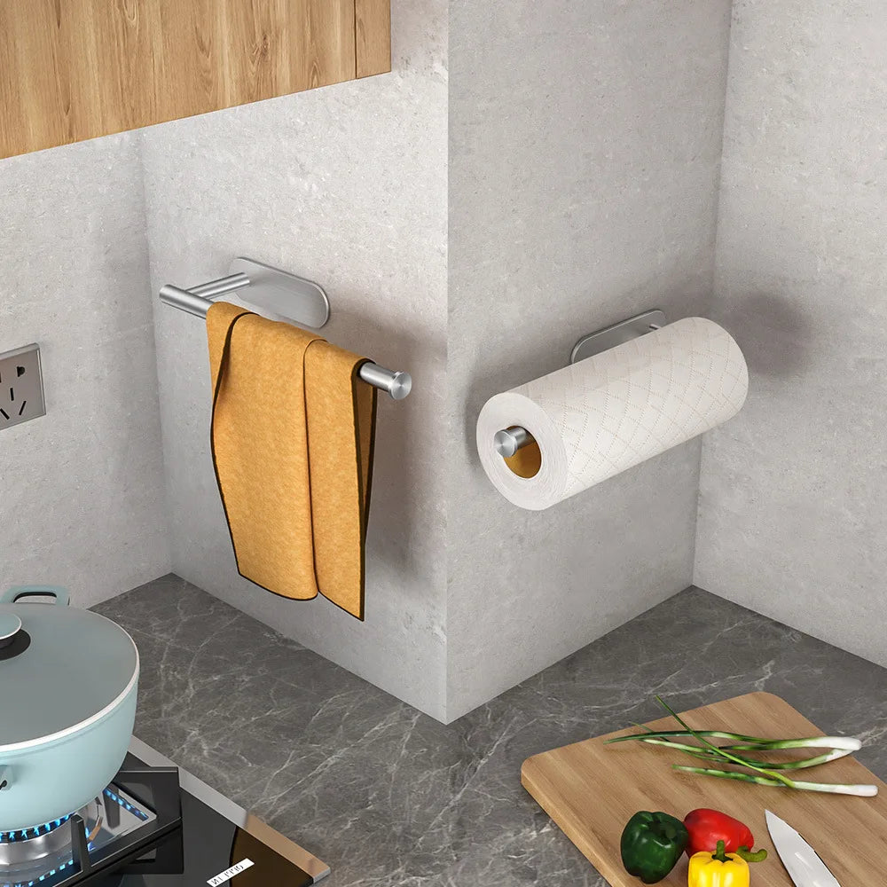 PORTE ESSUIE-TOUT ADHÉSIF EN ACIER INOXYDABLE