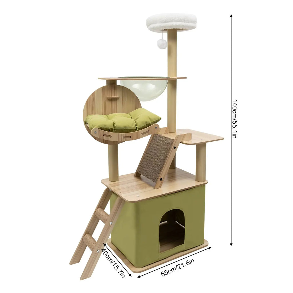 CosmoLuxe – L’arbre à chat en bois design aux airs de station spatiale 140 cm