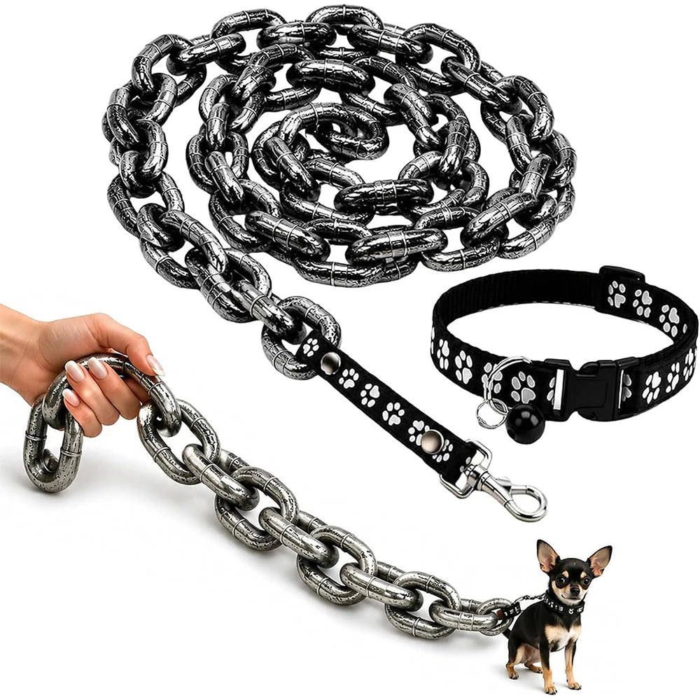 TERMINÉ LES LAISSES ORDINAIRES – LAISSE CHAÎNE XXL HUMORISTIQUE POUR PETIT CHIEN