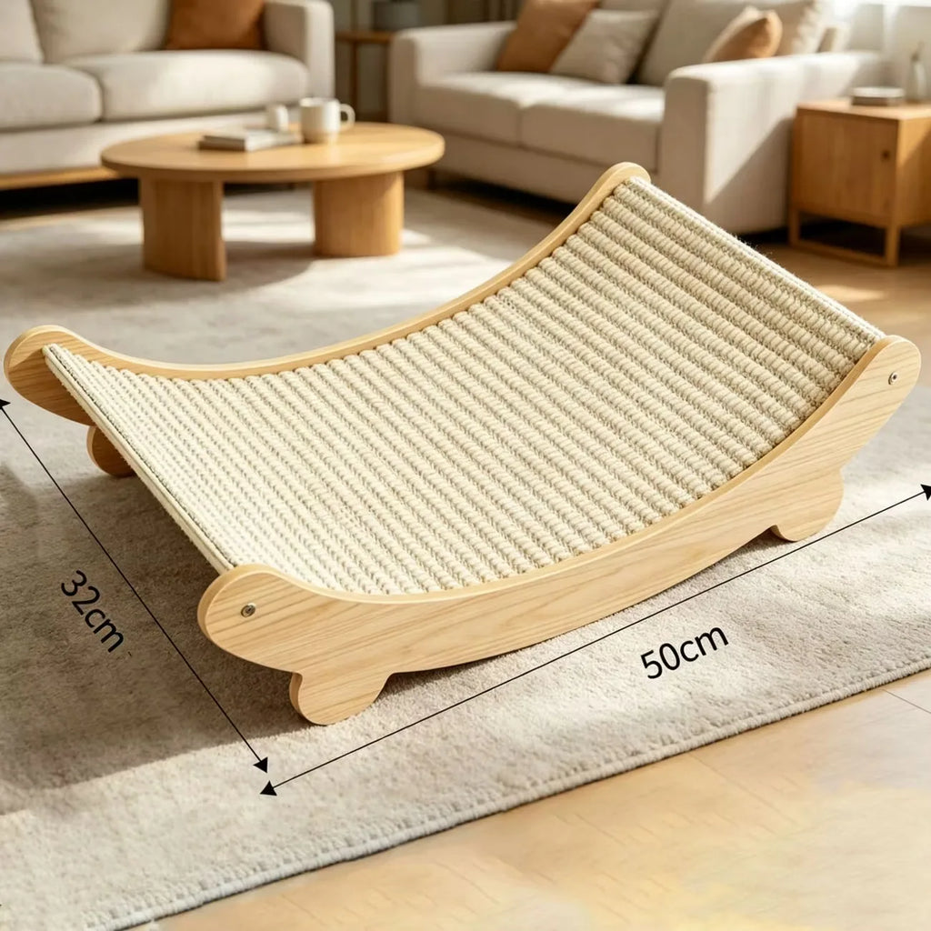 Griffoir en bois pour chat multifonctionnelle avec lit de repos détachable